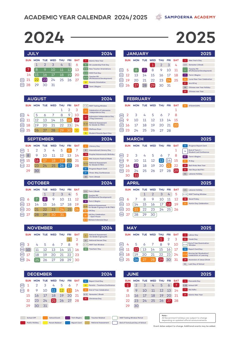 Sampoerna Academy Academic Calendar 24/25